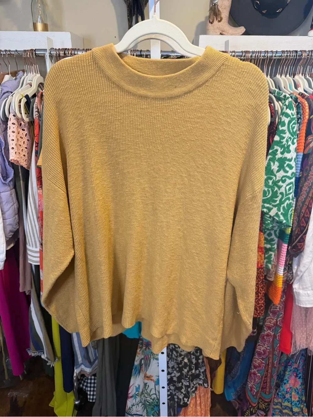 NWOT Free People Malibu Solid Surf Cozy Knit Sweater Set Mustard